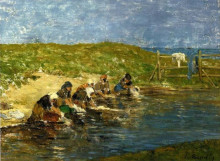 Копия картины "laundresses on the beach" художника "буден эжен"