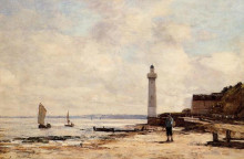 Репродукция картины "lighthouse at honfleur" художника "буден эжен"