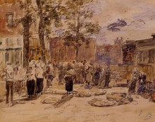 Копия картины "market scene" художника "буден эжен"