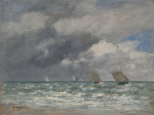 Картина "sailboats at trouville" художника "буден эжен"