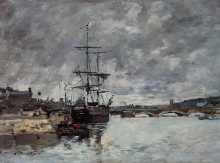 Копия картины "the bridge over the toques at trouville" художника "буден эжен"