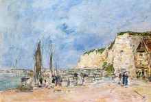 Картина "the cliffs at dieppe and the &#39;petit paris&#39;" художника "буден эжен"