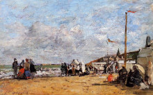 Репродукция картины "trouville, beach scene" художника "буден эжен"