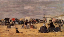 Картина "trouville, beach scene" художника "буден эжен"