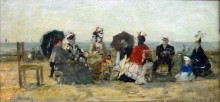 Копия картины "figures on the beach at trouville" художника "буден эжен"