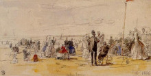 Картина "beach scene at trouville" художника "буден эжен"