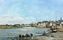 Копия картины "laundresses on the banks of the port of trouville" художника "буден эжен"