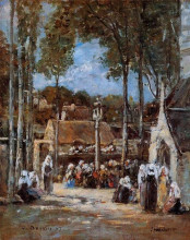 Репродукция картины "local pilgrimmage at landerneau" художника "буден эжен"