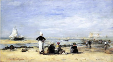 Копия картины "low tide at trouville" художника "буден эжен"