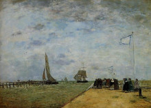 Картина "the trouville jetty" художника "буден эжен"