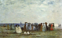 Картина "bathers on the beach at trouville" художника "буден эжен"