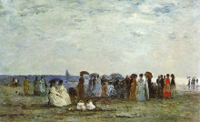 Копия картины "bathers on the beach at trouville" художника "буден эжен"