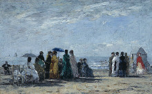 Репродукция картины "the beach at trouville" художника "буден эжен"