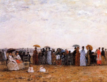 Картина "trouville, beach scene" художника "буден эжен"