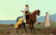 Картина "an arab horseman" художника "буланже гюстав"