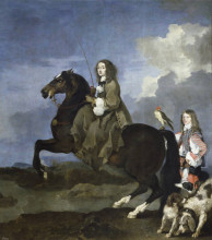 Репродукция картины "equestrian portrait of christina, queen of sweden" художника "бурдон себастьян"