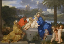Картина "the holy family with saints elizabeth and the infant john the baptist" художника "бурдон себастьян"
