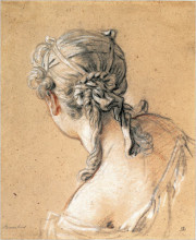 Репродукция картины "голова женщинысзади" художника "буше франсуа"