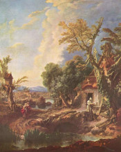 Репродукция картины "пейзаж с братом лукой" художника "буше франсуа"