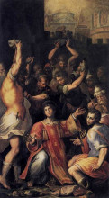 Репродукция картины "martyrdom of st. stephen" художника "вазари джорджо"