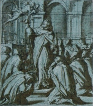 Копия картины "peter of verona exorcising a demon personified by a madonna and child" художника "вазари джорджо"