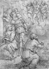 Картина "abraham and the three angels" художника "вазари джорджо"