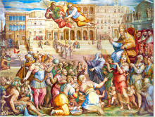 Копия картины "catherine of siena escorted pope gregory xi at rome on 17th january 1377" художника "вазари джорджо"