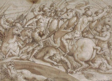 Картина "defence of ponte rozzo on the river ticino in 1524" художника "вазари джорджо"