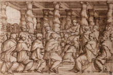 Копия картины "pope leo x appointing cardinals" художника "вазари джорджо"