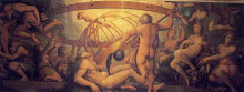Репродукция картины "the mutiliation of uranus by saturn" художника "вазари джорджо"