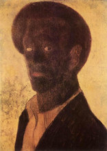 Репродукция картины "black self-portrait" художника "вайда лайош"