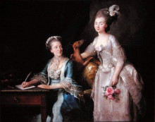 Репродукция картины "portrait of an elderly lady with her daughter" художника "валайер-костер анна"