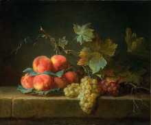 Репродукция картины "still life with peaches and grapes" художника "валайер-костер анна"