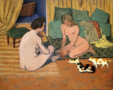 Репродукция картины "naked women&#160;to cats" художника "валлотон феликс"