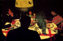 Репродукция картины "the dinner, effect of lamp" художника "валлотон феликс"