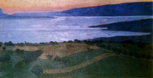 Репродукция картины "the lake lema, effect of the evening" художника "валлотон феликс"