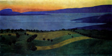 Репродукция картины "the lake leman, effect of the evening" художника "валлотон феликс"