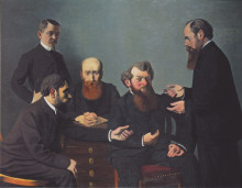 Репродукция картины "the five painters: bonnard, vuillard, roussel, cottet and vallotton" художника "валлотон феликс"