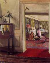 Репродукция картины "interior with woman in pink" художника "валлотон феликс"