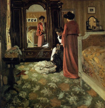 Репродукция картины "interior, bedroom with two figures" художника "валлотон феликс"