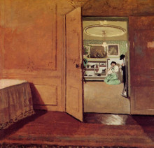 Копия картины "interior, vestibule by lamplight" художника "валлотон феликс"