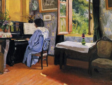 Картина "lady at the piano" художника "валлотон феликс"
