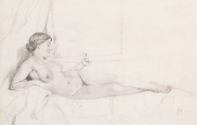 Картина "reclining nude&#160;on a couch" художника "валлотон феликс"