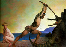 Репродукция картины "persee killing the dragon" художника "валлотон феликс"