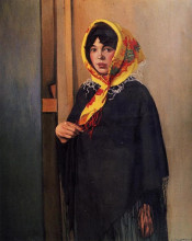 Картина "young woman with yellow scarf" художника "валлотон феликс"