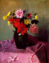 Репродукция картины "pinks and daisies or pinks and dahlias" художника "валлотон феликс"