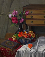 Репродукция картины "roses and nasturtiums" художника "валлотон феликс"