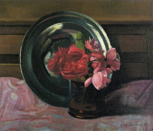 Репродукция картины "still life with roses" художника "валлотон феликс"