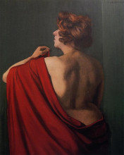 Репродукция картины "woman with red shawl" художника "валлотон феликс"