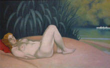Картина "naked woman&#160;sleeping&#160;at the edge&#160;of the water" художника "валлотон феликс"